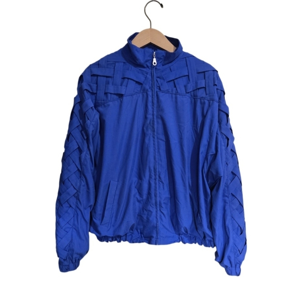 Teddi 80's Rare Vintage Blue Woven Zip Up Sports Jacket Size Xl